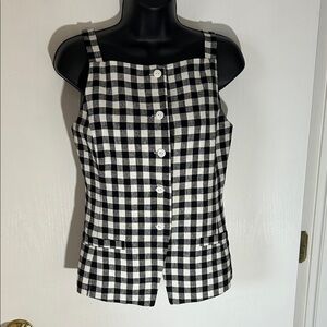 Wayf Black and White Gingham Top XS